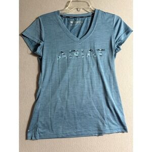 Ariat Shirt Women Small Blue AriatTEK Laguna Logo V Neck Short Sleeve Tee Casual